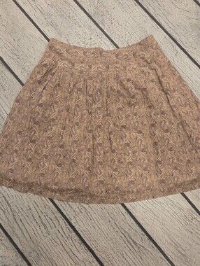 Silk Blend Vintage Pleated Skirt Sz 16 Beige Purple Paisley Preppy City Party
